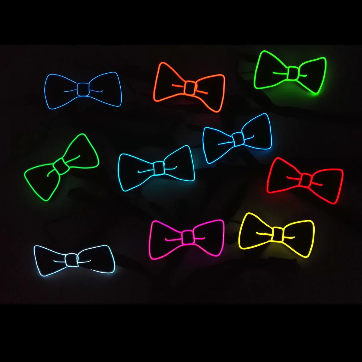 Nuevo estilo, pajarita de neón iluminada, corbata LED de alambre EL, barra luminosa brillante, corbata de fiesta, decoración navideña, accesorios de disfraz Rave