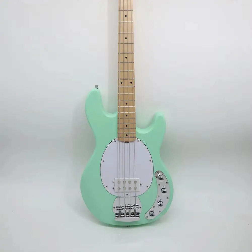 Bajo eléctrico de 4 cuerdas, color rosa, con pastillas pasivas, cuerpo de madera de caoba, mástil de arce, 22 trastes, 2V2T, para músicos.