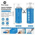 WEST BIKING Botella de agua suave para deportes, contenedor de agua plegable de TPU sin BPA para ciclismo, correr, senderismo, deportes al aire libre