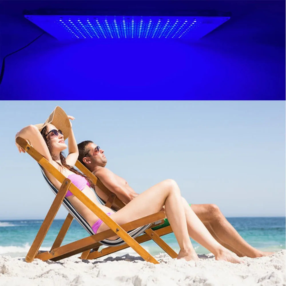 Lámpara bronceadora ultravioleta 192 LED 460nm Lámpara azul completa Luz bronceadora portátil para cara Cuerpo 85-265V Lámpara bronceadora para el cuidado de la piel ﻿