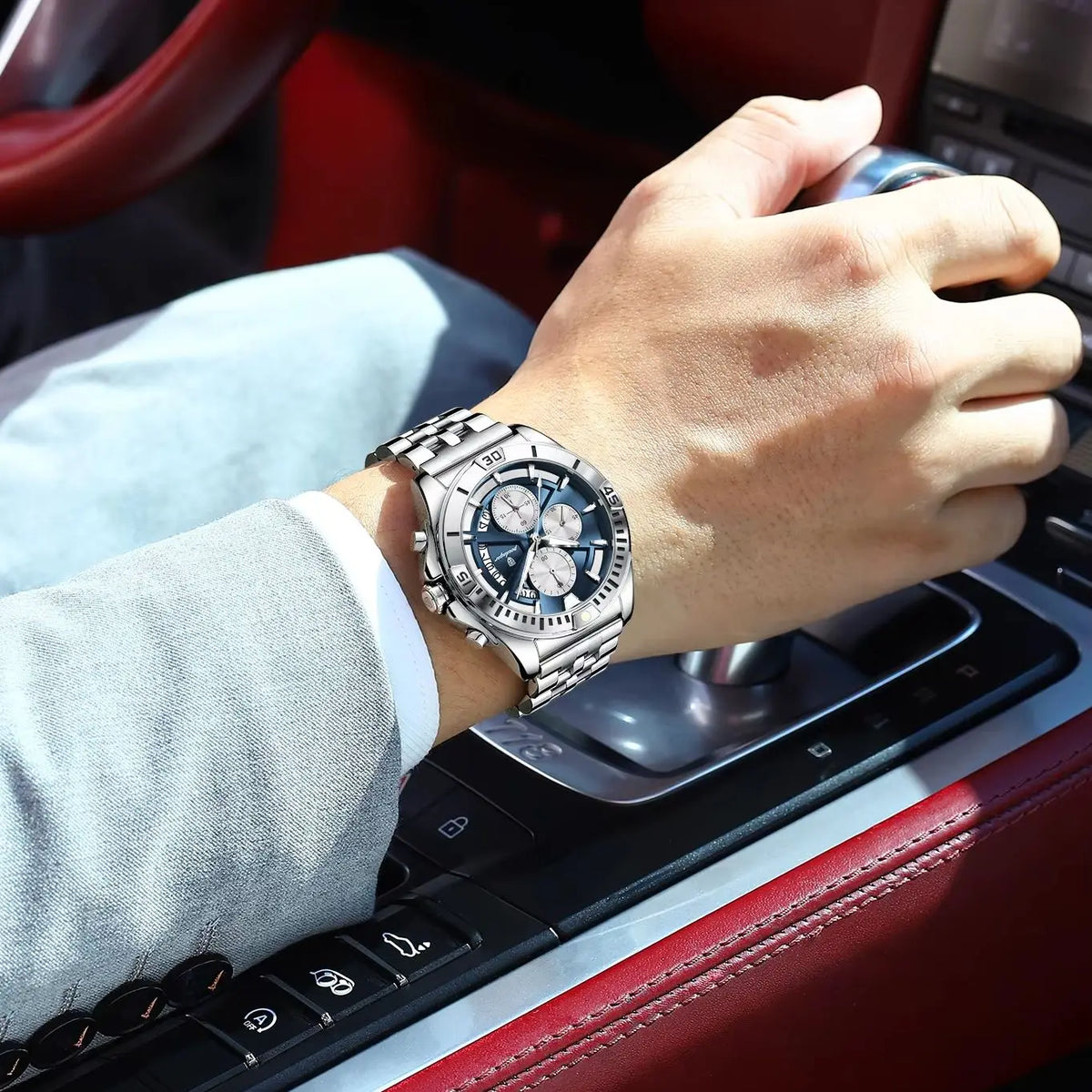POEDAGAR Fashion Man Wristwatch Luminous Waterproof Stainless Steel Men Watch Date Chronograph Quartz Sports Men's Watches Reloj