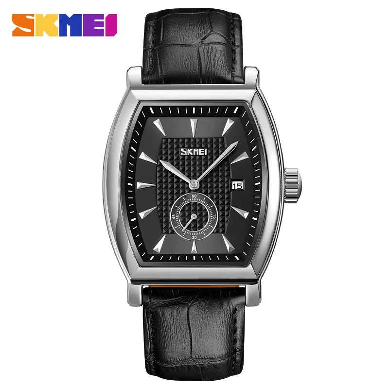 Reloj de cuarzo para hombre SKMEI 9306 de negocios, de lujo, con correa de cuero, calendario, resistente al agua, deportivo, reloj de pulsera para hombre