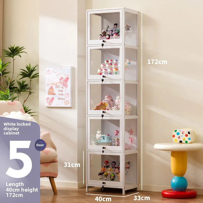 Vitrina transparente para Lego con cerradura, armario para adornos y cajas ciegas, almacenamiento de accesorios, estilo clásico y funcional.