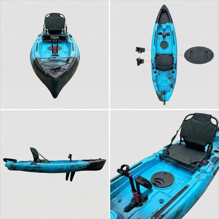 Kayak de Carcasa Rígida Desmontable, Canoa Eléctrica y a Pedal, para 1-2 Personas, para Pesca en Lago/Mar, Diseño Modular y Almacenamiento