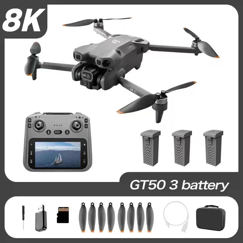 Kit dron gris con cámara, control y accesorios, incluye tres baterías