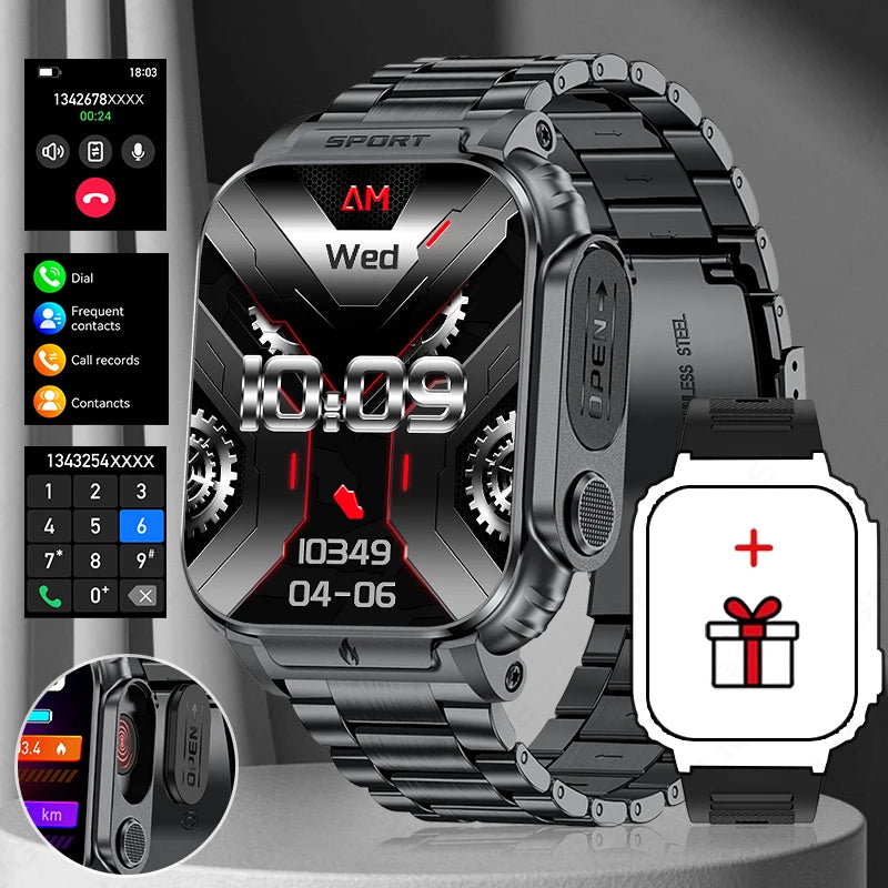 LIGE New Outdoor 1.95' HD Screen Smart Watch Men 500mAh Battery Sports Watches Bluetooth Call Sports Health Monitor Smartwatch