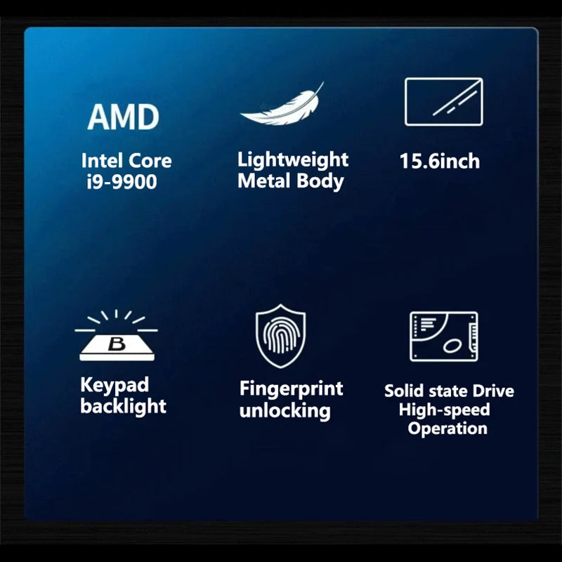 Portátil Premium Ultra Delgado de 15.6 Pulgadas Full HD, Intel i9 9900, Windows 11, 32 GB de RAM, 2 TB SSD, Portátil para Juegos, Oficina y Negocios
