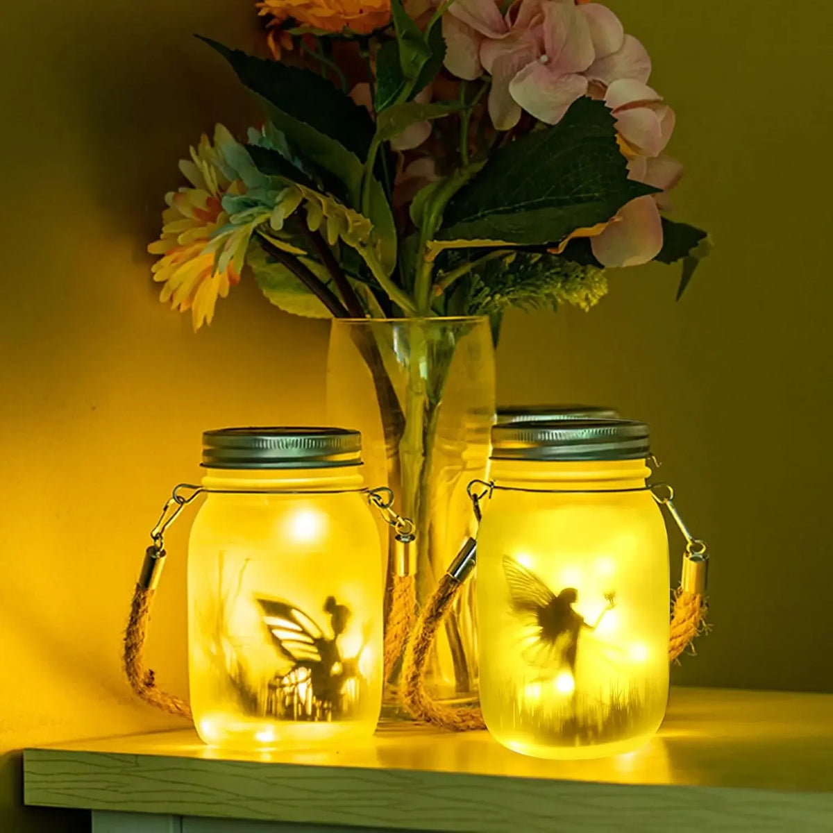 Luz solar para tarro de cristal, farol solar con luces de hadas, impermeable IP65, lámpara solar colgante y de pie, adorno de jardín para patio y césped