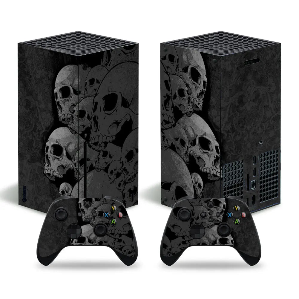 Para xbox series X pegatina de piel diseño de calavera roja calcomanía cubierta pieles de pvc para xbox series X pegatina de vinilo para xbox series X