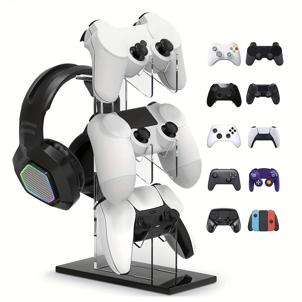 Soporte universal de 3 niveles para mandos y auriculares, accesorios de juego para almacenamiento de PS5 y PS4, colores negro, blanco y transparente