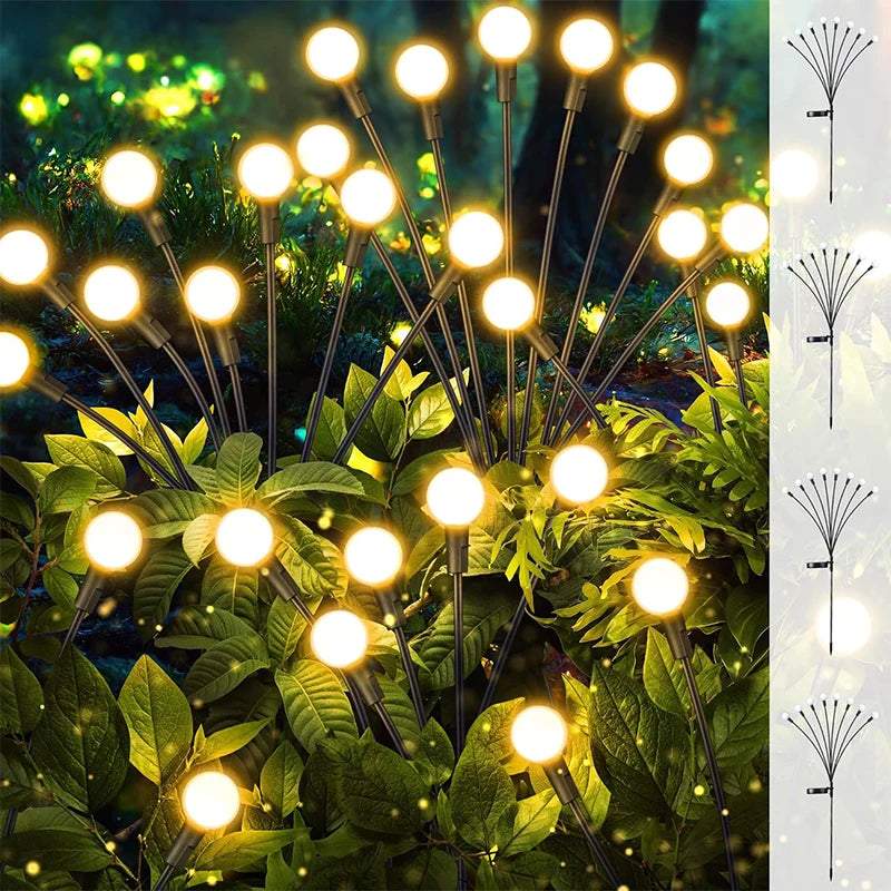 Lámpara solar LED de luciérnaga para exteriores, oscilante e impermeable, para decoración de patios, senderos, jardines y paisajes