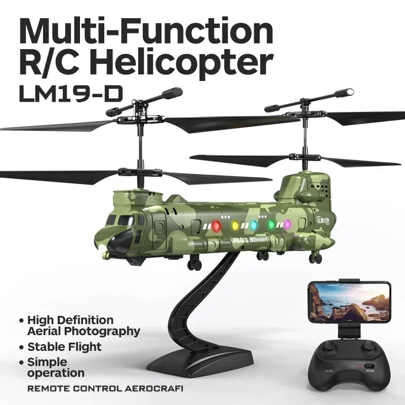 Helicóptero Rc con cámara, Avión de Control remoto, fotografía aérea, avión con luz, modelo eléctrico, juguete, regalo para niños, LM19-D