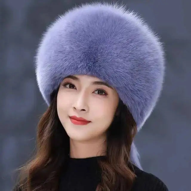 Gorro de piel de zorro auténtica para invierno, gorro de nieve de piel natural para mujer, gorros gruesos para exteriores, gorros rusos para esquiar, gorros bomber de piel blanca.
