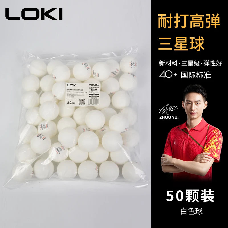Pelotas de tenis de mesa LOKI, 50/100 Uds., 3 estrellas, 40 +, nuevas pelotas de Ping Pong de Material plástico ABS con costura, pelotas de Ping Pong para entrenamiento en Club