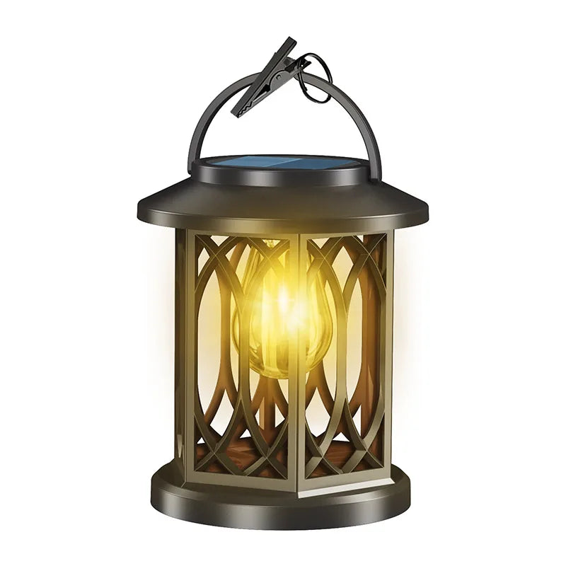 Linterna solar de llama danzante, lámpara solar de llama para exteriores, linterna con clip, lámpara colgante de paisaje, farola de alta potencia, luces para patio