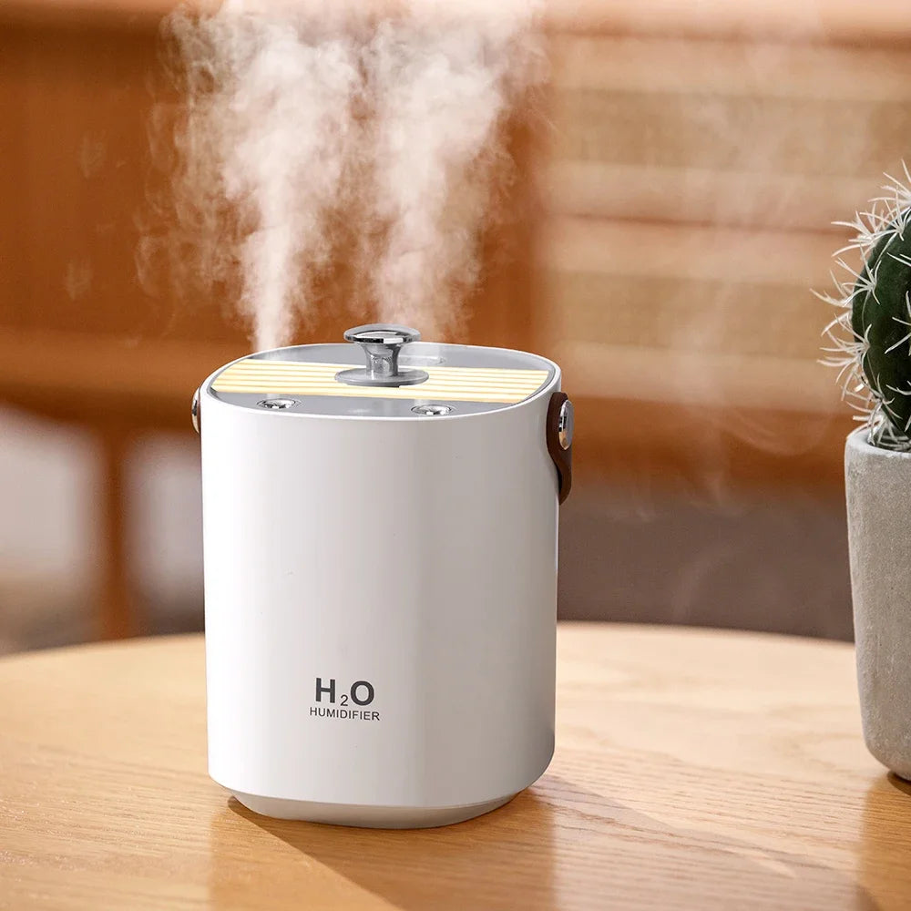 Humidificador de aire portátil de 1,2 L, humidificadores ultrasónicos silenciosos con luz, recargable por USB, humidificadores de apagado automático para dormitorio