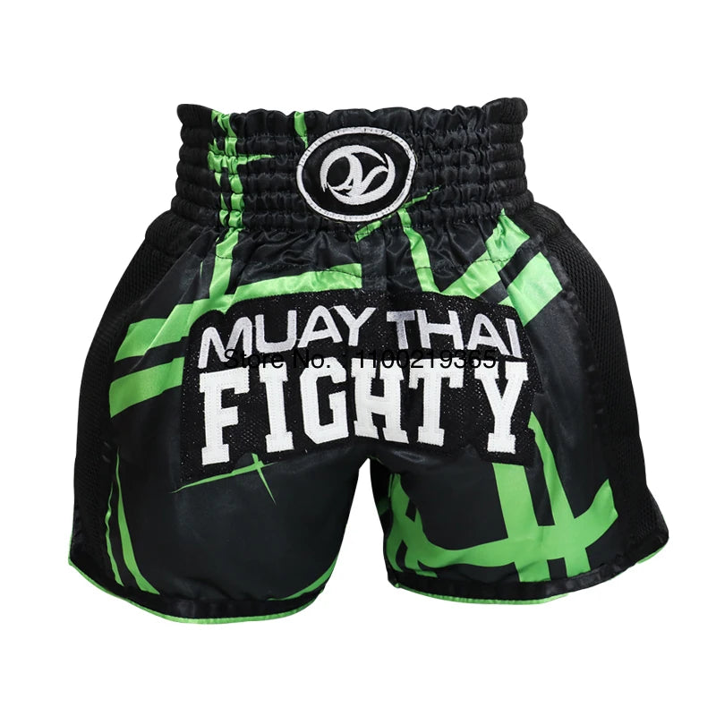Pantalones cortos Muay Thai 2025, nuevos pantalones cortos de Kick Boxing para hombres, mujeres y niños, artes marciales Retro Thaiboxing Kickboxing Cage, pantalones de entrenamiento de lucha