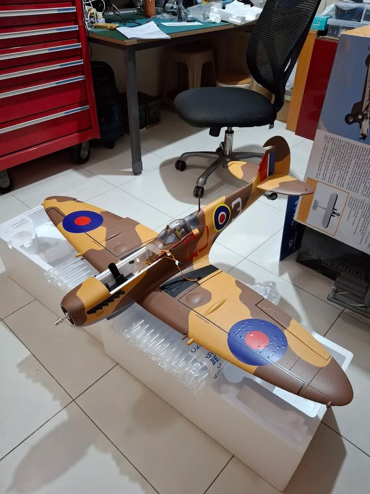 Modelo Xfly RC Spitfire Fighter, Avión Eléctrico de Ala Fija con Envergadura de 1200 mm, Modelo Ensamblado para Aficionados Adultos
