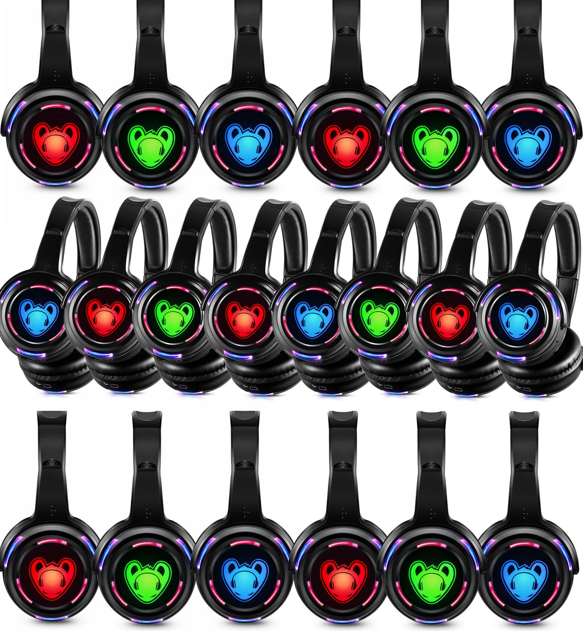Auriculares inalámbricos Silent Disco y auriculares con logotipo LED RF para DJ, música, fiestas y clubes (solo auriculares)