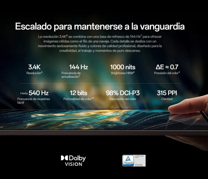 Tableta – OnePlus Pad 4, incluido Cargador 80W, Chip Snapdragon® 8 Elite Gen 5, Pantalla 3.4K de 13.2″ 144Hz, Batería 13380mAh y Carga 80W, 8 Altavoces, 672g, OxygenOS 16, Wi-Fi 7