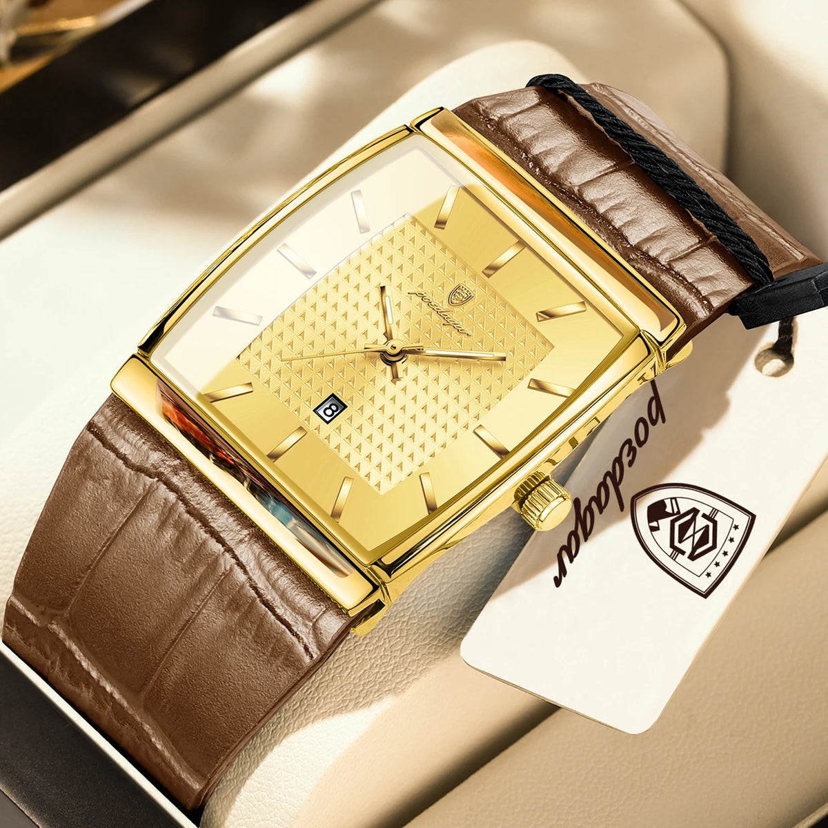 Reloj de pulsera para hombre POEDAGAR de alta calidad, estilo ejecutivo, con fecha, resistente al agua, luminoso y de cuarzo con correa de piel.