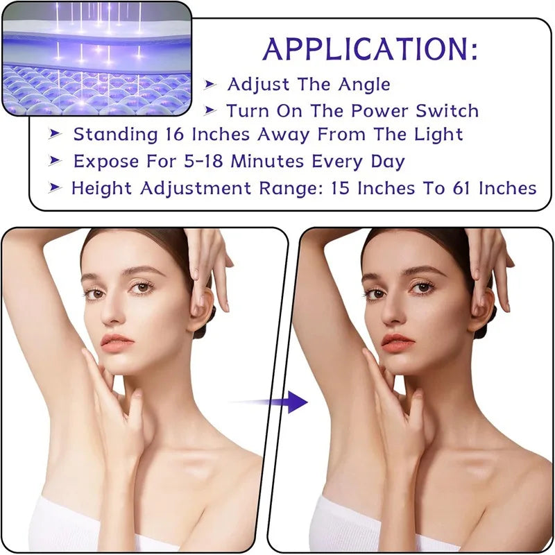 Lámpara de bronceado de belleza profesional, luz azul púrpura, 45W, lámpara de baño solar, rejuvenecimiento de la piel del acné, equipo de belleza para salón de belleza
