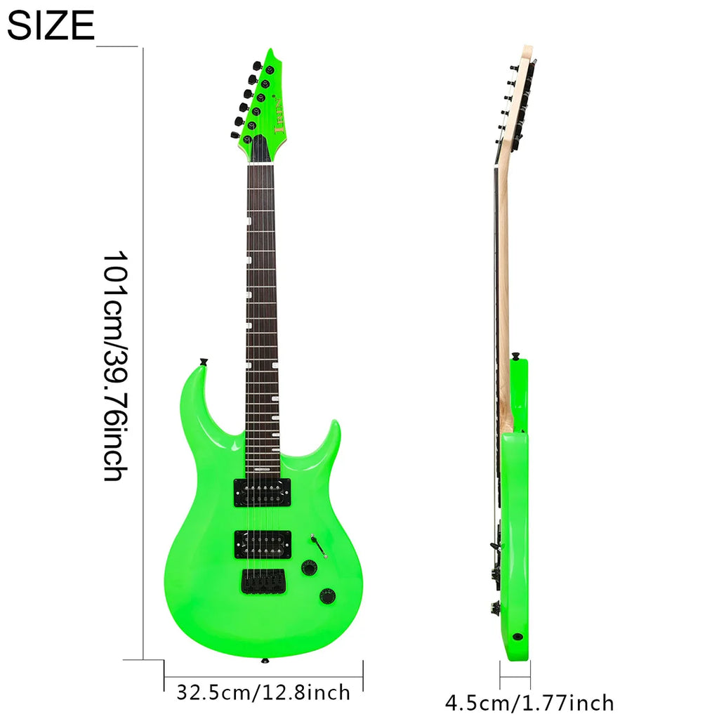 Guitarra eléctrica IRIN verde, 24 trastes, 6 cuerdas, pastilla doble, guitarra eléctrica para principiantes, tocar guitarra con parte