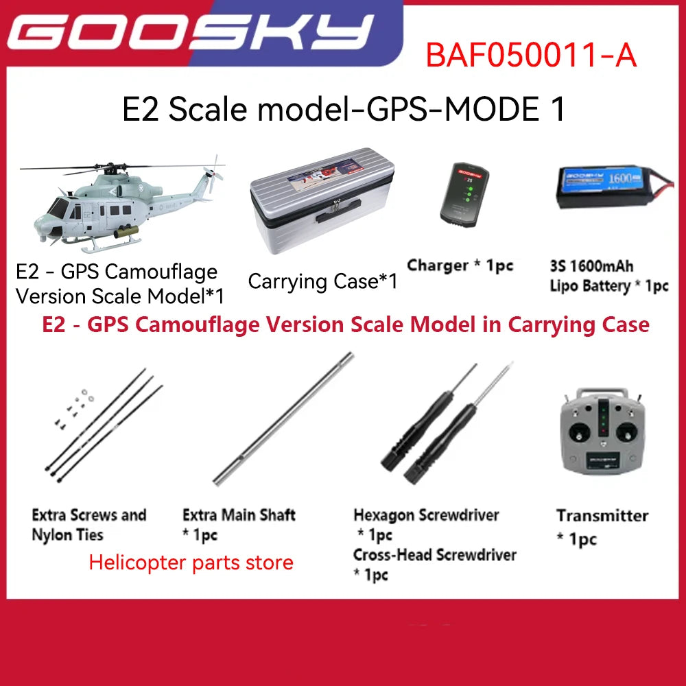 Helicóptero RC GOOSKY E2 GPS Edición Militar, Modelo a Escala, Apariencia Realista, Posicionamiento GPS, Perfecto para Entusiastas del Vuelo RC