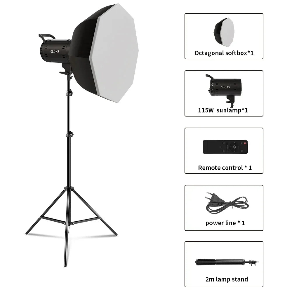 Lámpara LED de estudio para fotografía de 135 W, con sistema Bowens, para iluminación de video, con luz natural equilibrada, flash para retratos, accesorios de estudio, 3000-6000 K, 3 colores.
