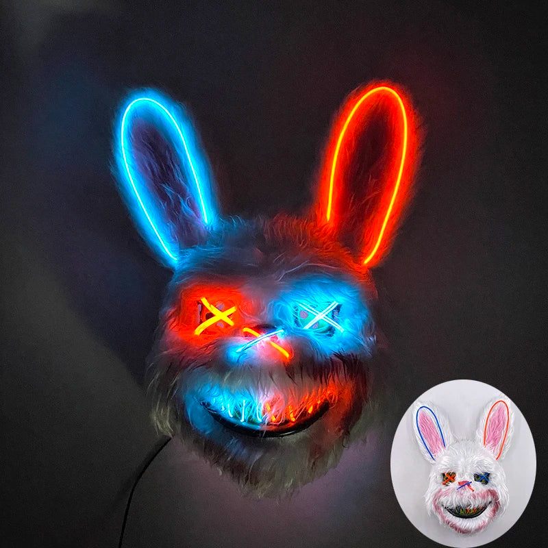 Máscara de Zorro Luminosa de Neón para Hombres, Máscaras de Disfraz Luminosas para Halloween, Brilla en la Oscuridad, Disfraz de Cosplay, Decoración para Fiestas de Disfraces