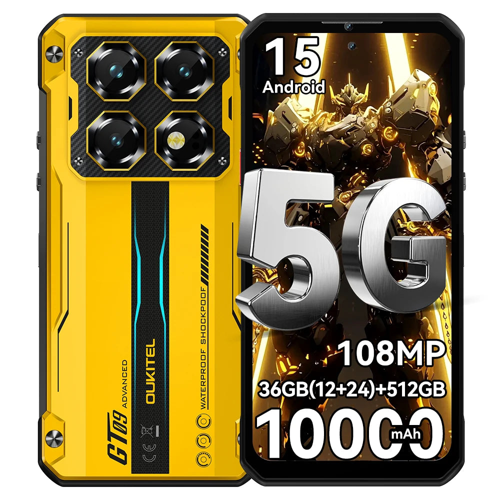 OUKITEL WP60 5G 36GB(12+24) RAM 512GB ROM Pantalla 7,2” HD+ 120Hz Smartphone MTK 7025 10000mAh Teléfono resistente 108MP Android 15 NFC