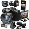 Cámaras Digitales NBD de 48MP y 4K para Fotografía, Cámaras de Viaje para Vlogging con Zoom Digital de 16X y 180° ° Pantalla abatible de 52 mm, lente macro, micrófono, batería de larga duración, regalo