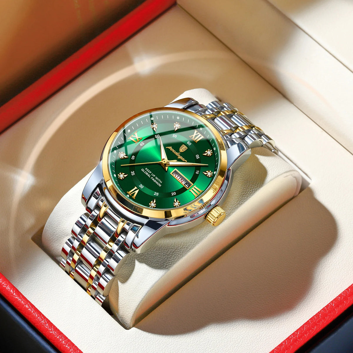 Reloj de pulsera para hombre POEDAGAR de lujo y tendencia, resistente al agua, de acero inoxidable, luminoso, con fecha y día, reloj de cuarzo a la moda para hombre