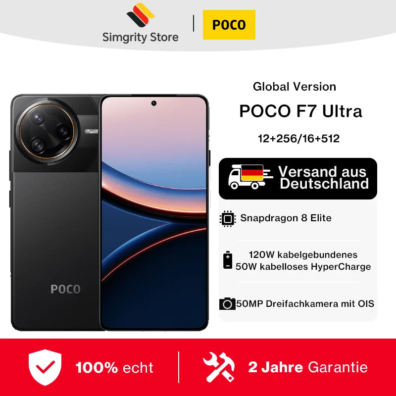Global Version POCO F7 Ultra Snapdragon 8 Elite Smartphone 6.67" AMOLED Display 50MP Triple Camera 5300mAh 120W HyperCharge POCO Cellphone