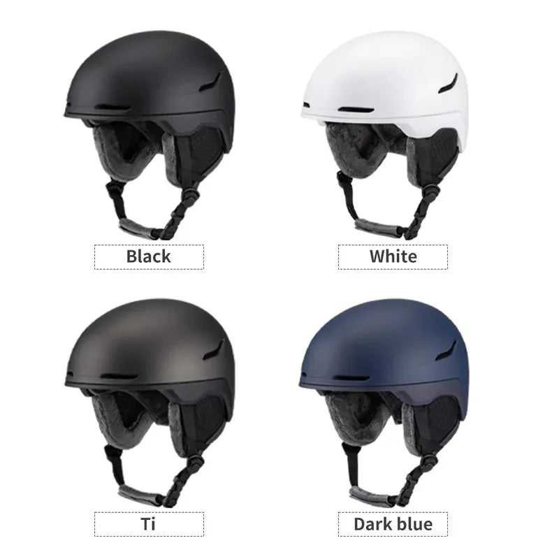 Casco de esquí de seguridad para hombres y mujeres, ligero, con forro de EPS, carcasa de PC engrosada, interior de terciopelo ajustable, casco de snowboard, casco de bicicleta