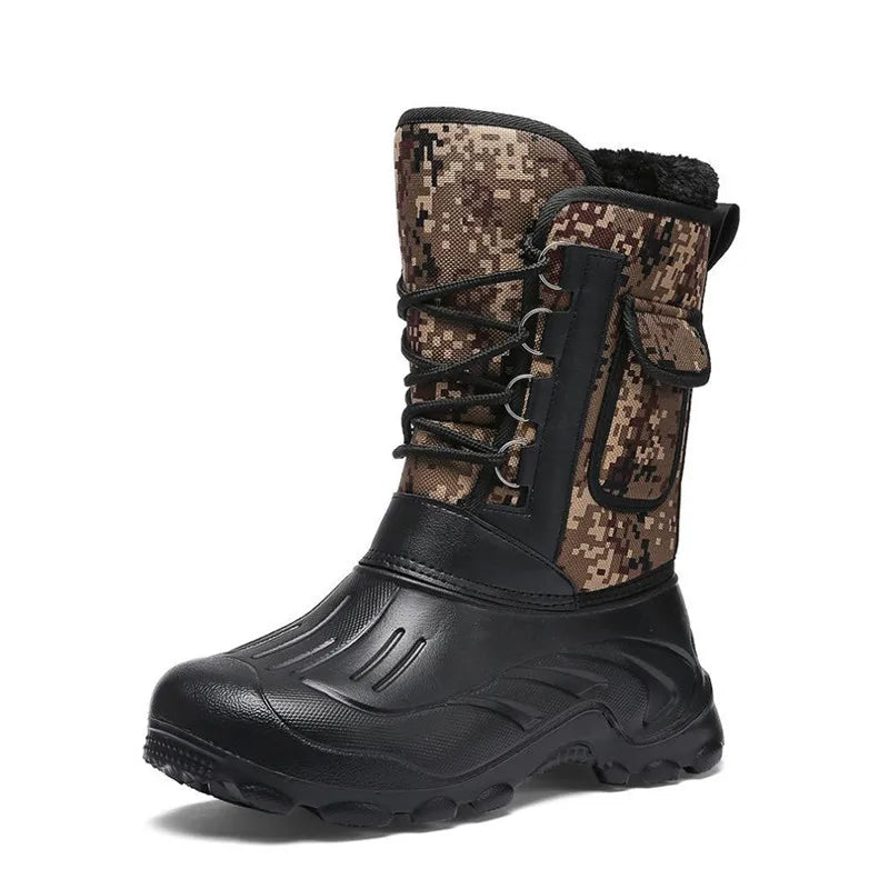 2025 nuevas botas de invierno para hombre, botas de nieve con plataforma para hombre, botas de trabajo de pesca al aire libre impermeables de felpa gruesa y cálida de talla grande 40-46