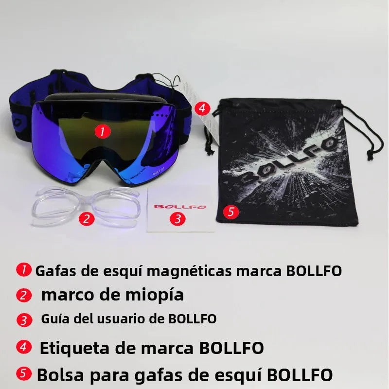 Gafas de esquí para esquiar, gafas magnéticas de doble lente para montañismo, gafas de esquí antiniebla UV400, máscara para moto de nieve para hombres y mujeres