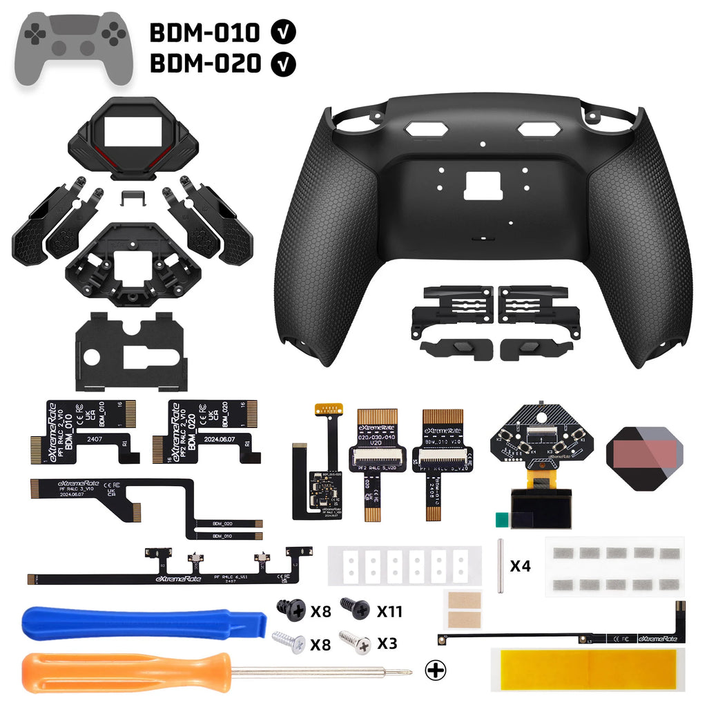 Set de 4 botones traseros remapeables eXtremeRate SPARK para mando de PS5 BDM-010 020, con pantalla, topes de gatillo clicky y empuñaduras ergonómicas