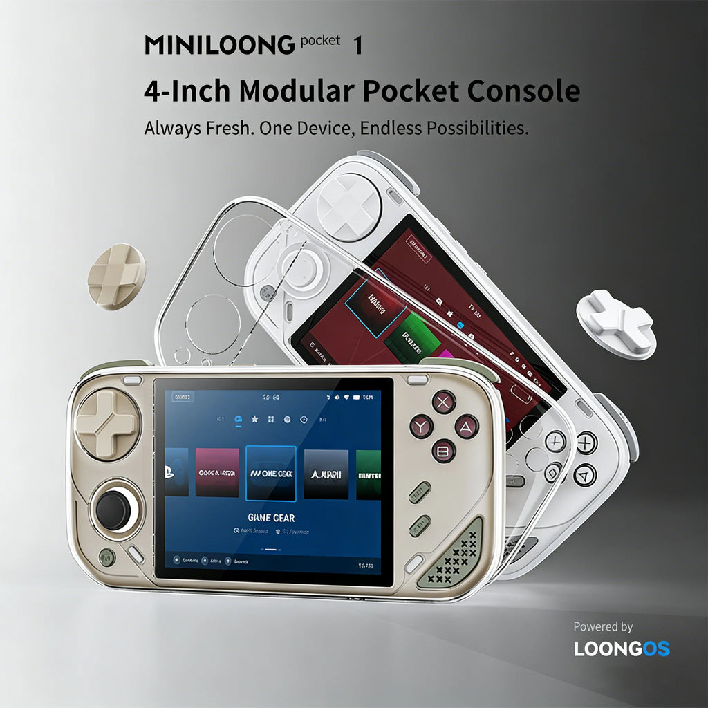Consola de juegos portátil MINILOONG POCKET 1, pantalla IPS de 4'', salida HD, sistemas de código abierto, actualizaciones OTA, sistema operativo LOONG, nueva consola POCKET1