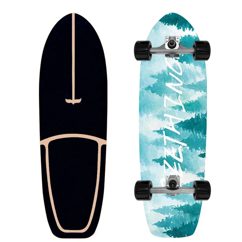 Patineta Profesional de Surf sobre Tierra de 32'' con Ejes de PU CX4, Tabla de Madera de Arce Multicapa sin Descenso para Niños y Adultos, Ideal para Principiantes y Práctica de Esquí