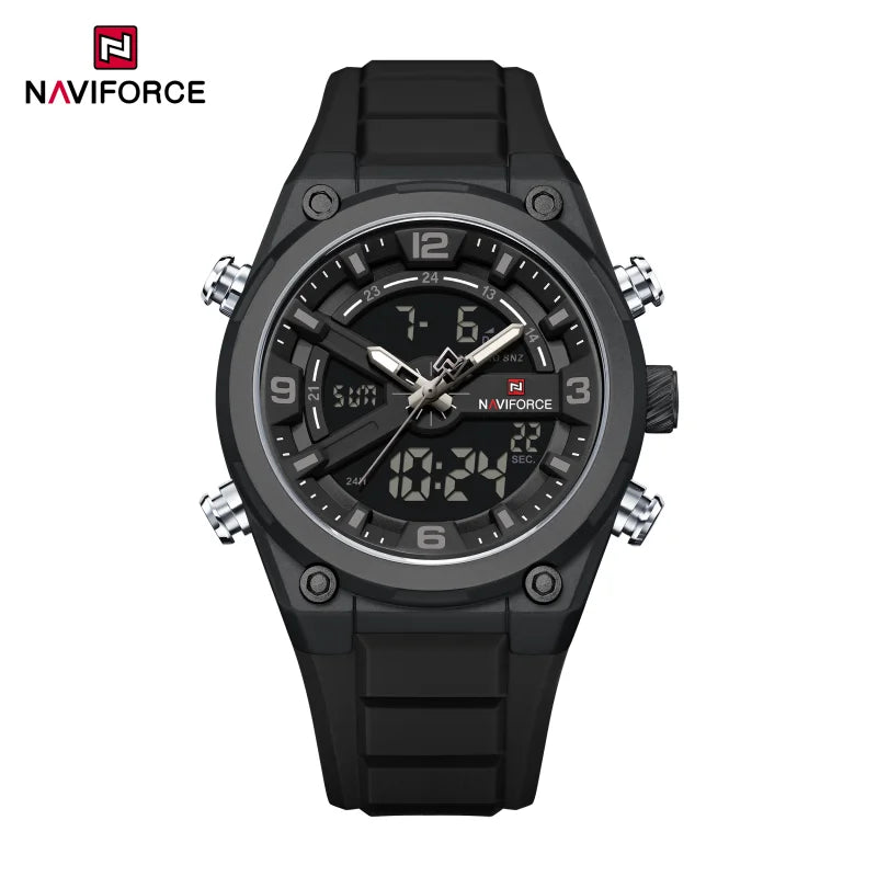 Reloj deportivo NAVIFORCE NF9265, nuevo modelo, resistente al agua y a los golpes, con calendario luminoso y correa de silicona para hombre