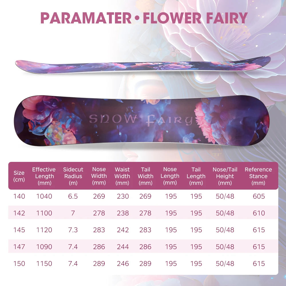 Hasiky Flower Fairy 140 142 145 147cm tablas de nieve de todas las montañas para adultos con Snowboard de invierno para mujeres y hombres de nivel básico para adultos