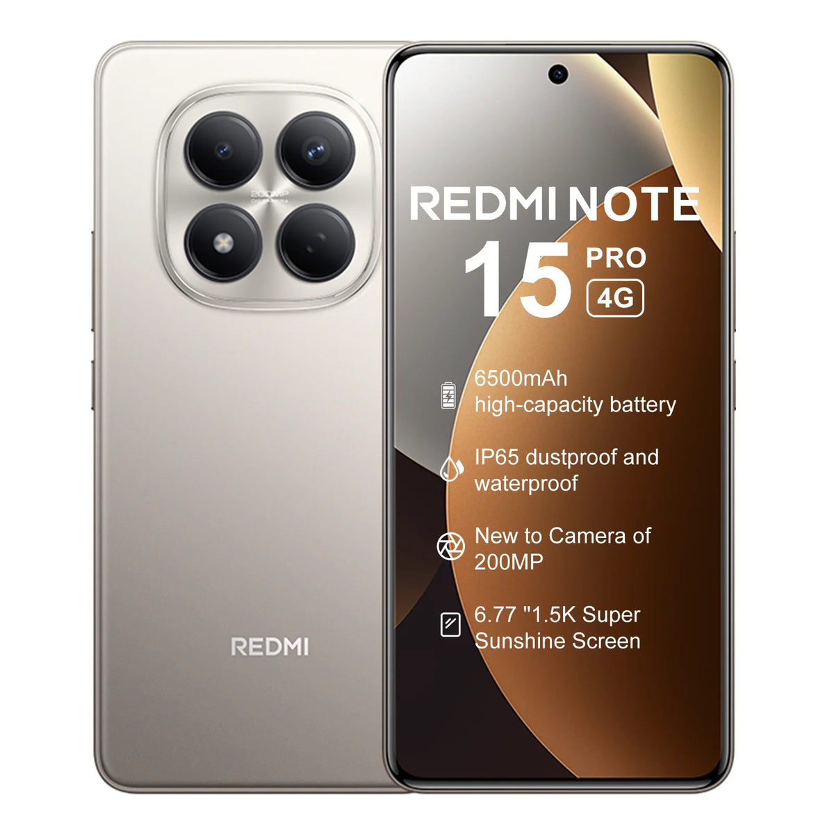 2026 NUEVA Versión Global Xiaomi REDMI Note 15 Pro 4G MTK Helio G200-Ultra 6,77" Cámara trasera de 200MP, frontal de 32MP, 120HZ, desbloqueo facial por IA