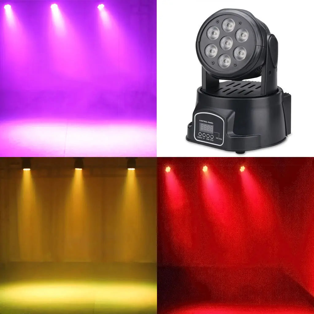 2 piezas de mini cabezal móvil LED Wash 7x12W RGBW 4 en 1 para discoteca, DJ y KTV, 12/16 canales DMX, luz de bola LED para escenario de 14 canales