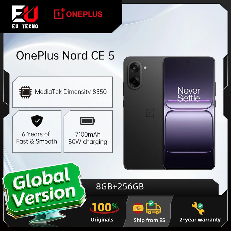 Versión global del smartphone OnePlus Nord CE 5 5G 8GB+256GB 7100mAh 80W cámara de 50MP con EIS+OIS Android 15 WiFi 6