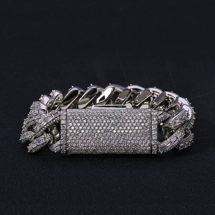 ESKEEM-cadena de eslabones cubanos de moissanita, 18mm, 3 filas, plata 925, pulsera de moissanita VVS totalmente helada, joyería de Hip Hop
