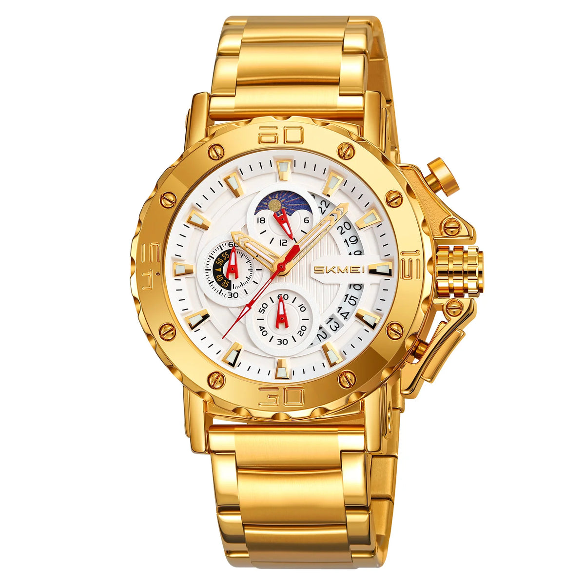 Reloj SKMEI para hombre, deportivo, lujoso, resistente al agua, con esfera grande, cuarzo, calendario, cronómetro analógico y alarma, modelo West Coast 9344