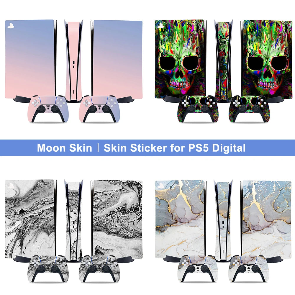Adhesivo para consola PS5 Digital, cubierta protectora de vinilo para control de juego