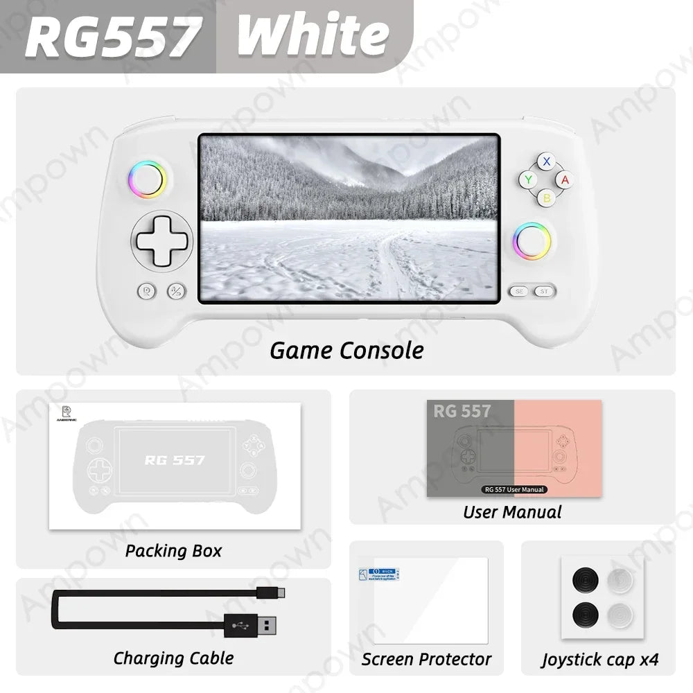 Consola de juegos portátil ANBERNIC con pantalla AMOLED de 5,48 pulgadas, sistema operativo Android, ventilador de refrigeración, reproductor de videojuegos portátil, sistema operativo Android y joystick capacitivo, ideal
