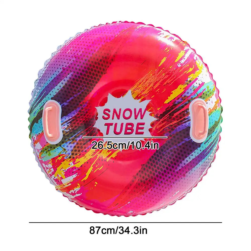 Tubo de Nieve Inflable para Adultos y Niños, Trineo de Nieve Resistente con Base Rígida y Asas, Anillo de Esquí de PVC Engrosado, Accesorios para Juegos de Invierno